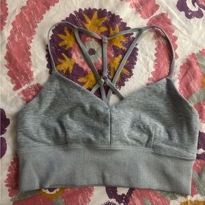 ALO Yoga Light Gray Strappy Sports Bra